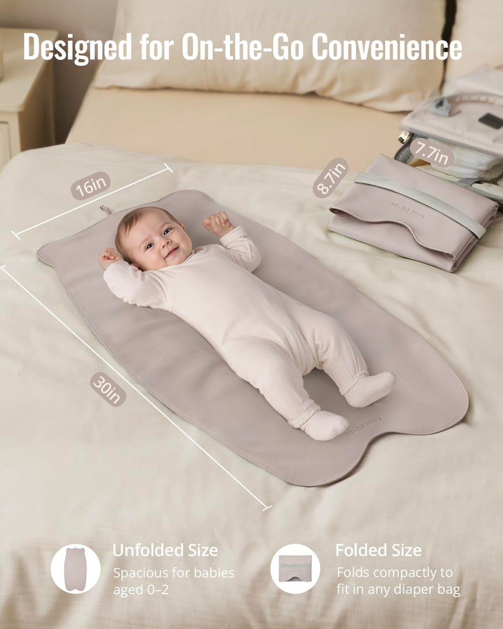 Blissful Diary bear-shaped taupe changing pad design, adds playful style to diaper changes.