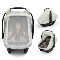 Blissful Diary car seat cover mesh-window shows breathable comfort for outings.