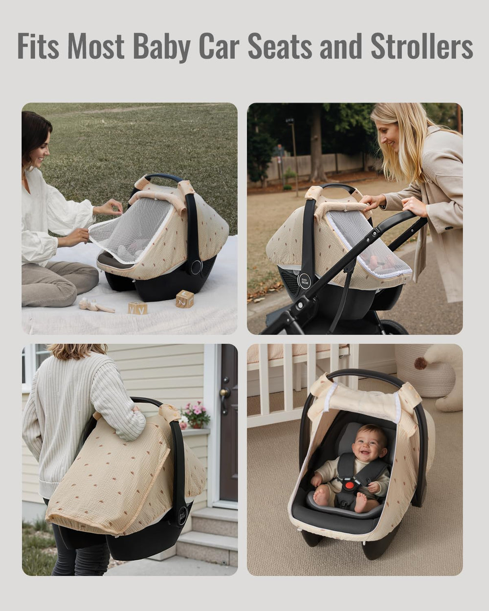 Blissful Diary secure elastic bottom with snap buttons fits most car seats.