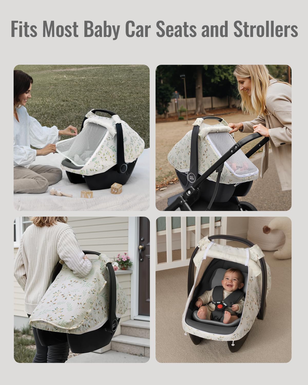 Blissful Diary car seat cover silent-buttons roll-up keeps shade without disturbance.