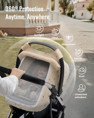 Blissful Diary windproof castle shields baby from sun, wind, and curious onlookers.