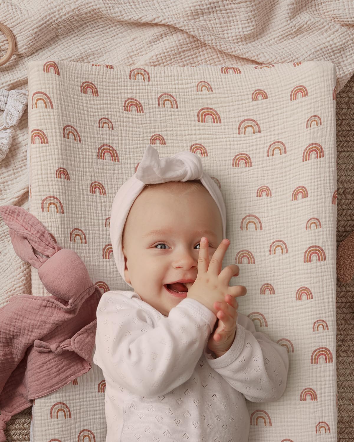 Durable double-layer muslin fabric stays soft and wash-ready