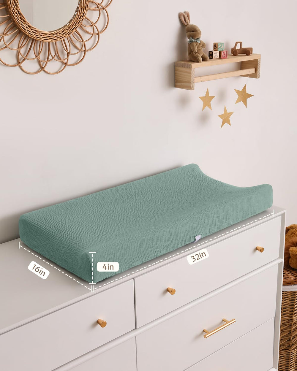 Blissful Diary cover fits changing pads up to 32x16x4 inches.