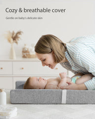 Blissful Diary changing pad cover washable grey demonstrates easy cleaning and everyday use.