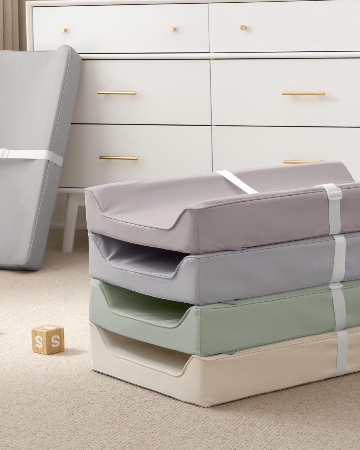 Blissful Diary vegan leather pad fits standard dressers and changing tables.