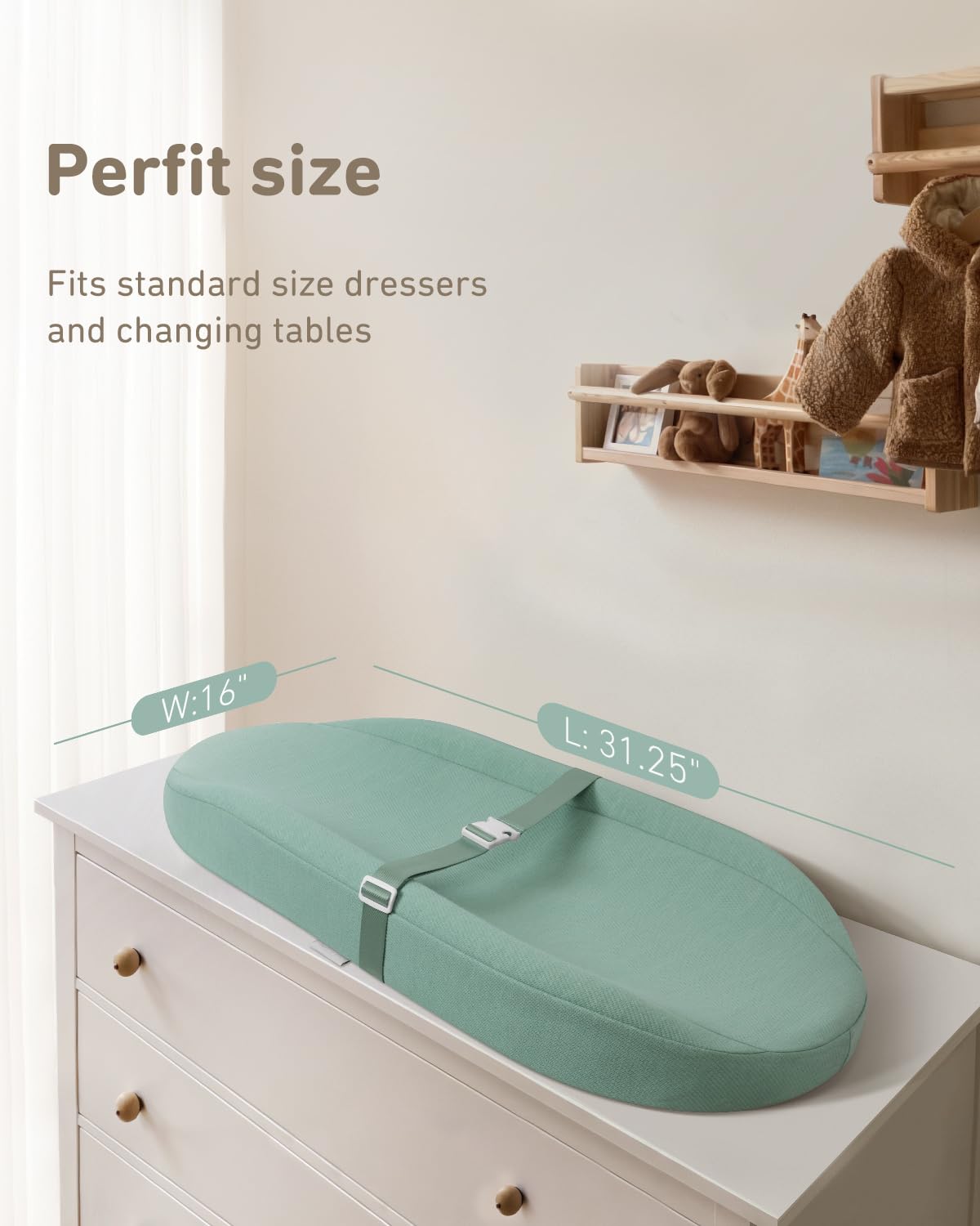 Blissful Diary changing pad foam detail highlights sturdy support and even weight distribution.