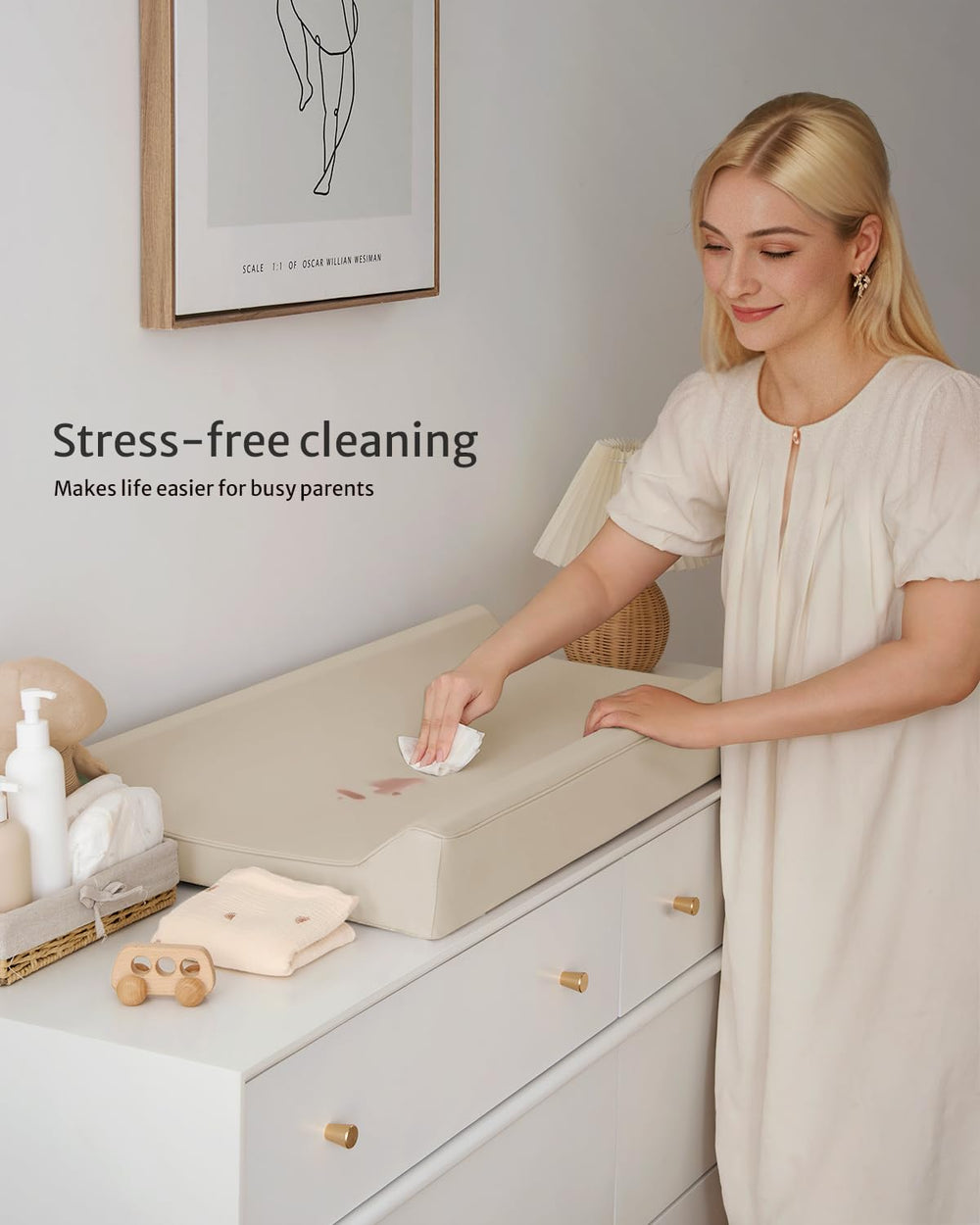 Blissful Diary changing pad foam padding provides comfortable, secure diaper changes.