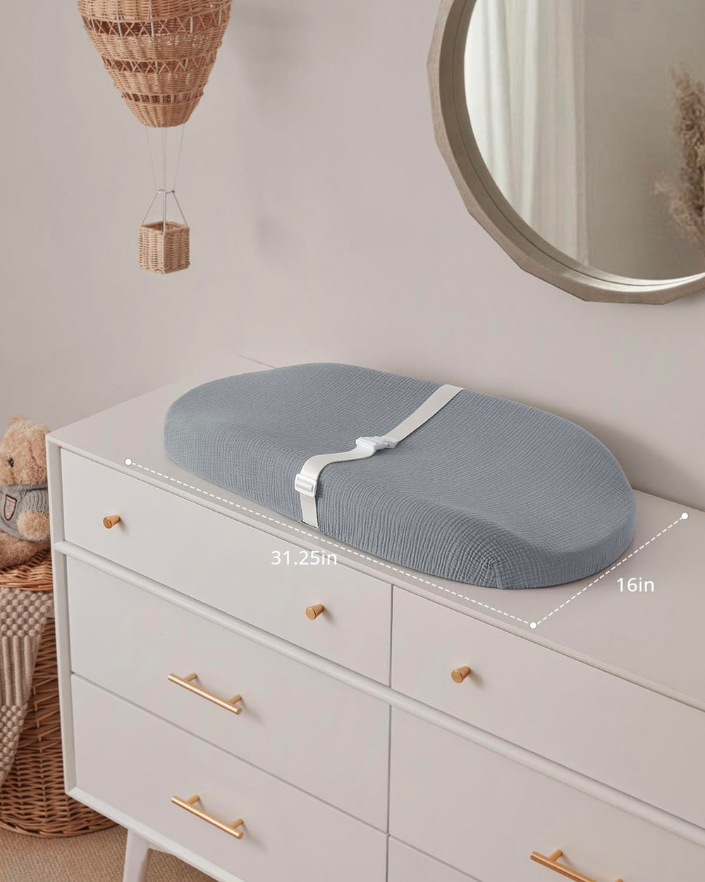 Blissful Diary changing pad gray avocado design enhances nursery
