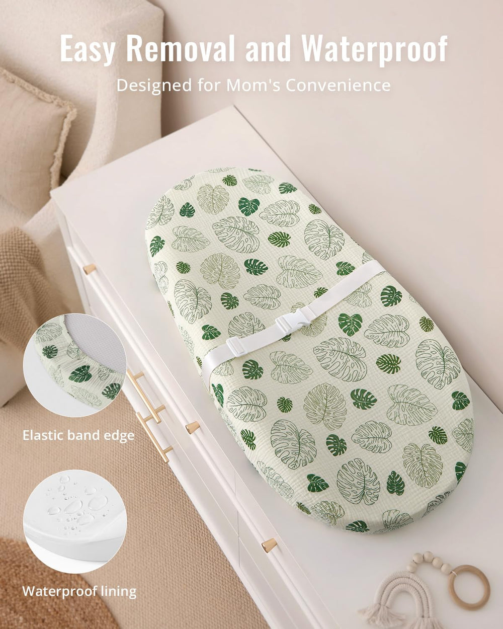 Blissful Diary changing pad on a dresser enables quick diaper changes