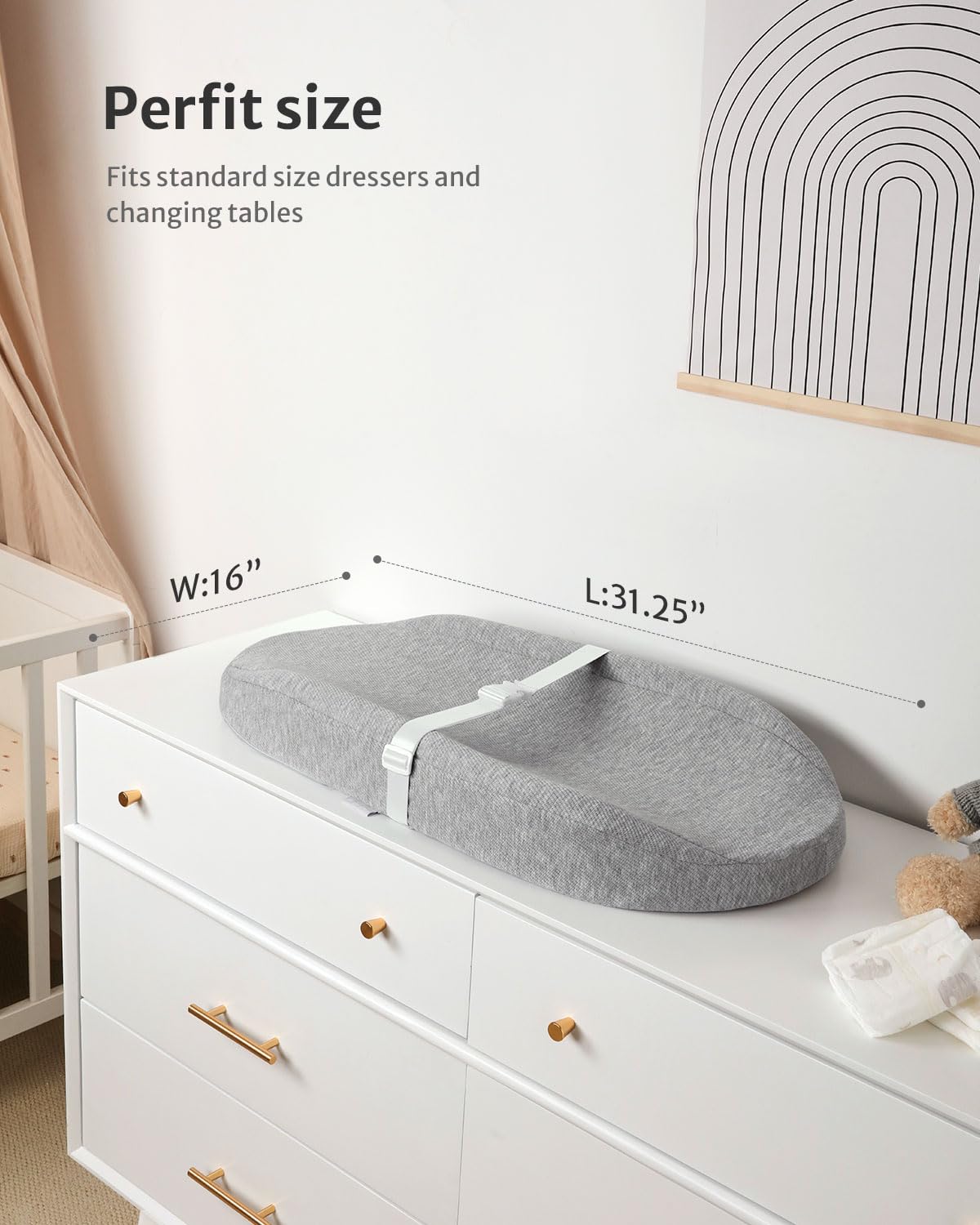 Blissful Diary changing pad non-slip bottom helps keep baby steady.