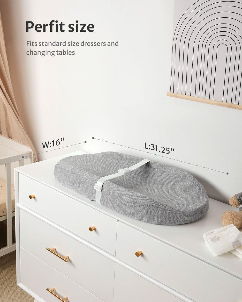 Blissful Diary changing pad non-slip bottom helps keep baby steady.
