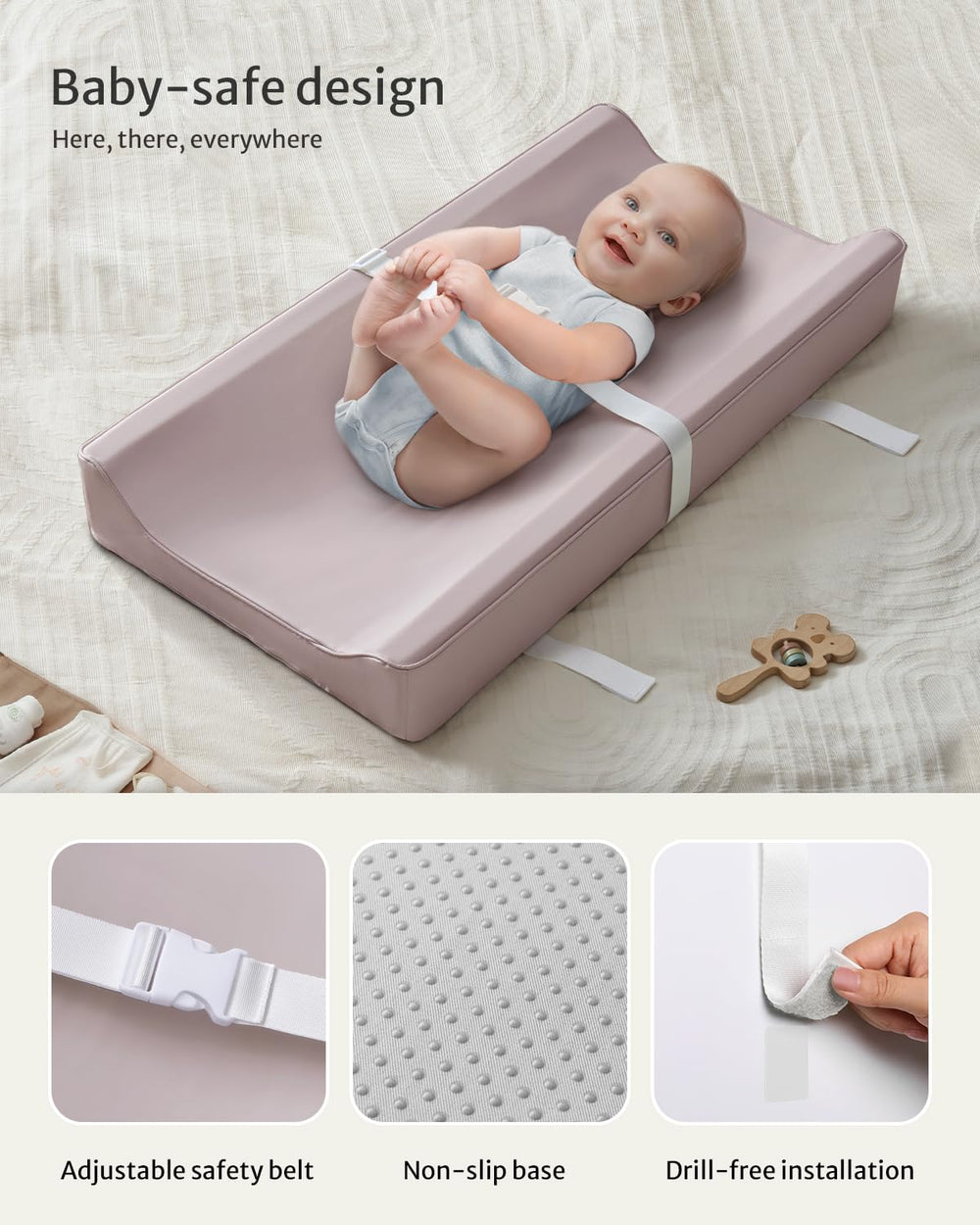 Blissful Diary changing pad quick-release belt straps for easy setup