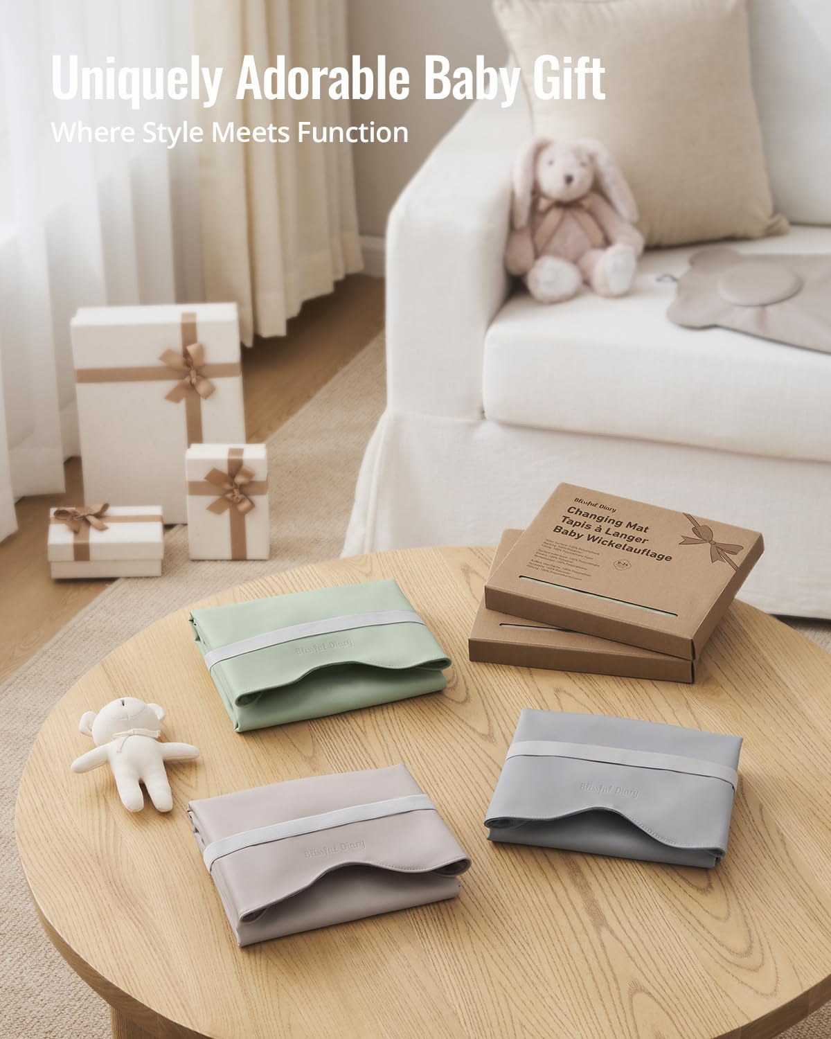 Blissful Diary changing pad ready for car trips and outdoor use