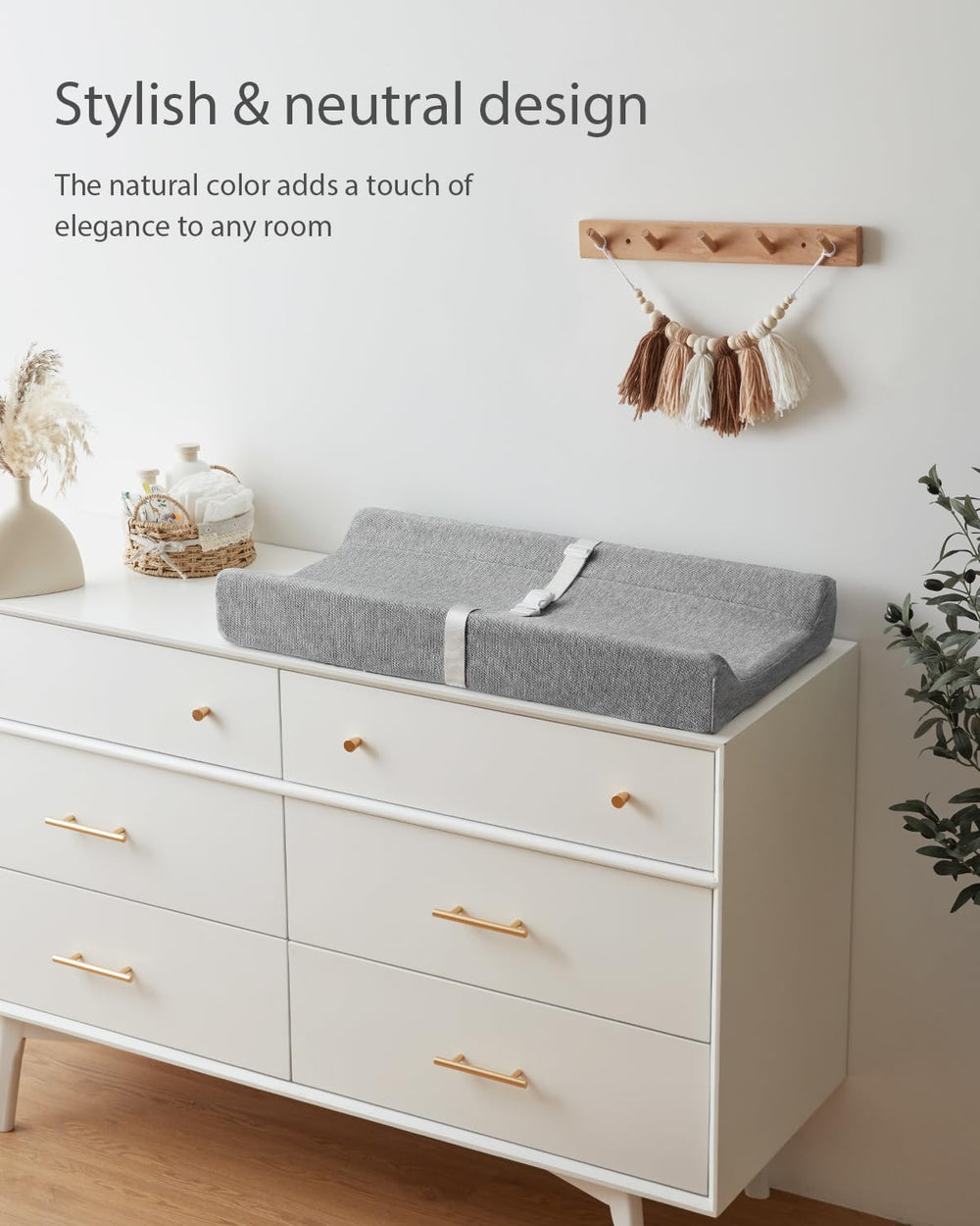 Blissful Diary changing pad waterproof liner grey indicates wipe-clean durability.