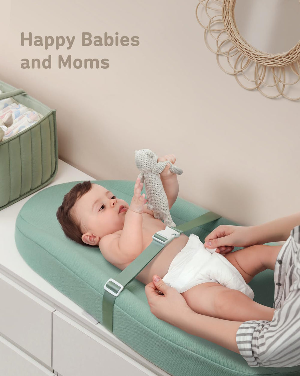 Blissful Diary waterproof surface cleans easily after spills during diaper changes.