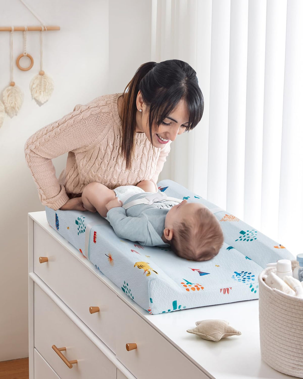 Blissful Diary changing pad woodland-print cover adds nursery charm