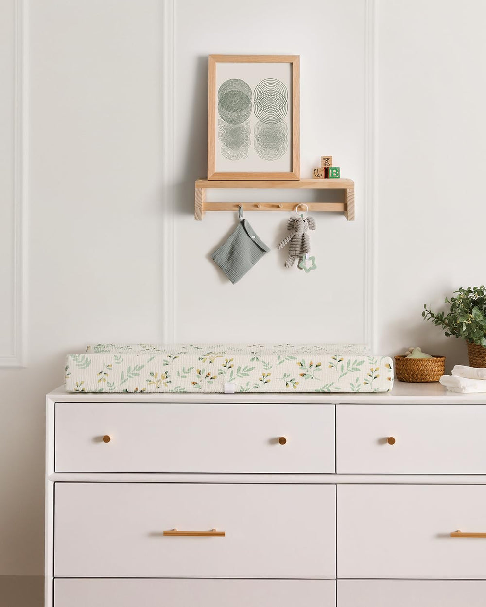Blissful Diary nursery setup showing tidy change area.