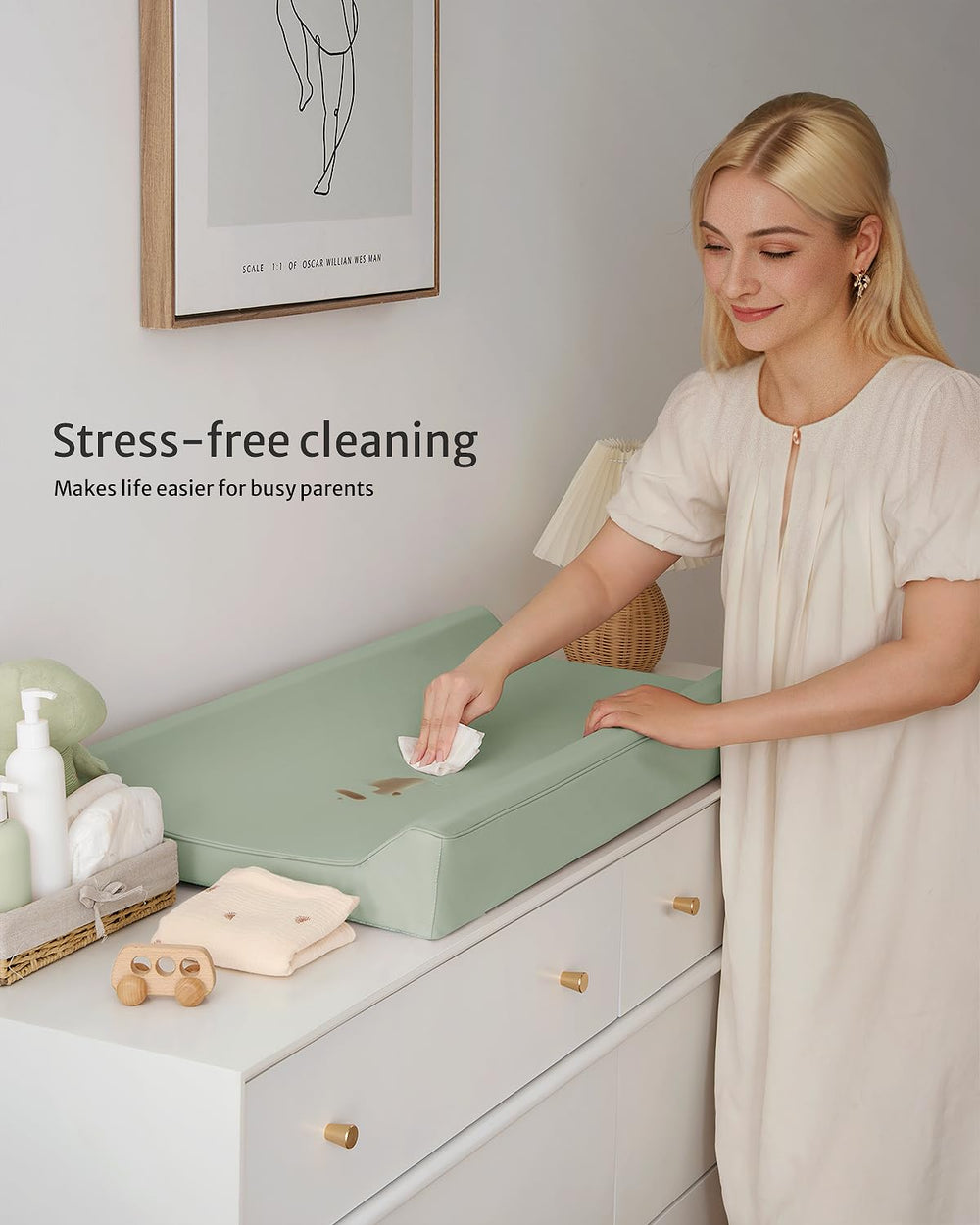 Blissful Diary contoured anti-roll sides enhance baby security during changes