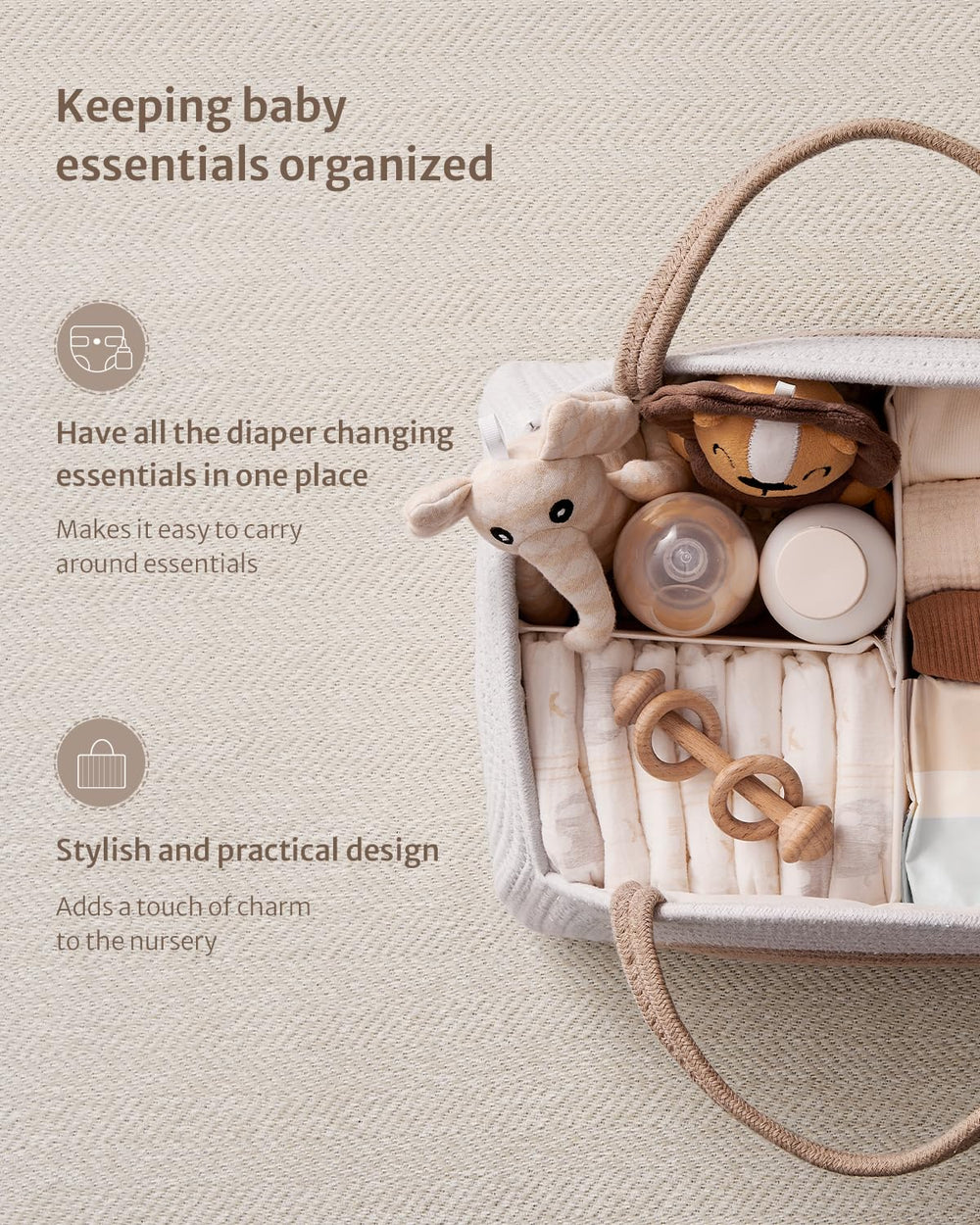 Blissful Diary cotton rope basket close-up highlights sturdy weave and natural style.