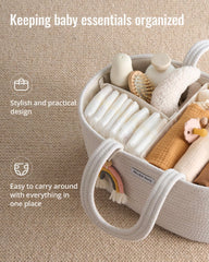 Blissful Diary cotton rope diaper caddy beige offers soft, calming storage for newborn essentials