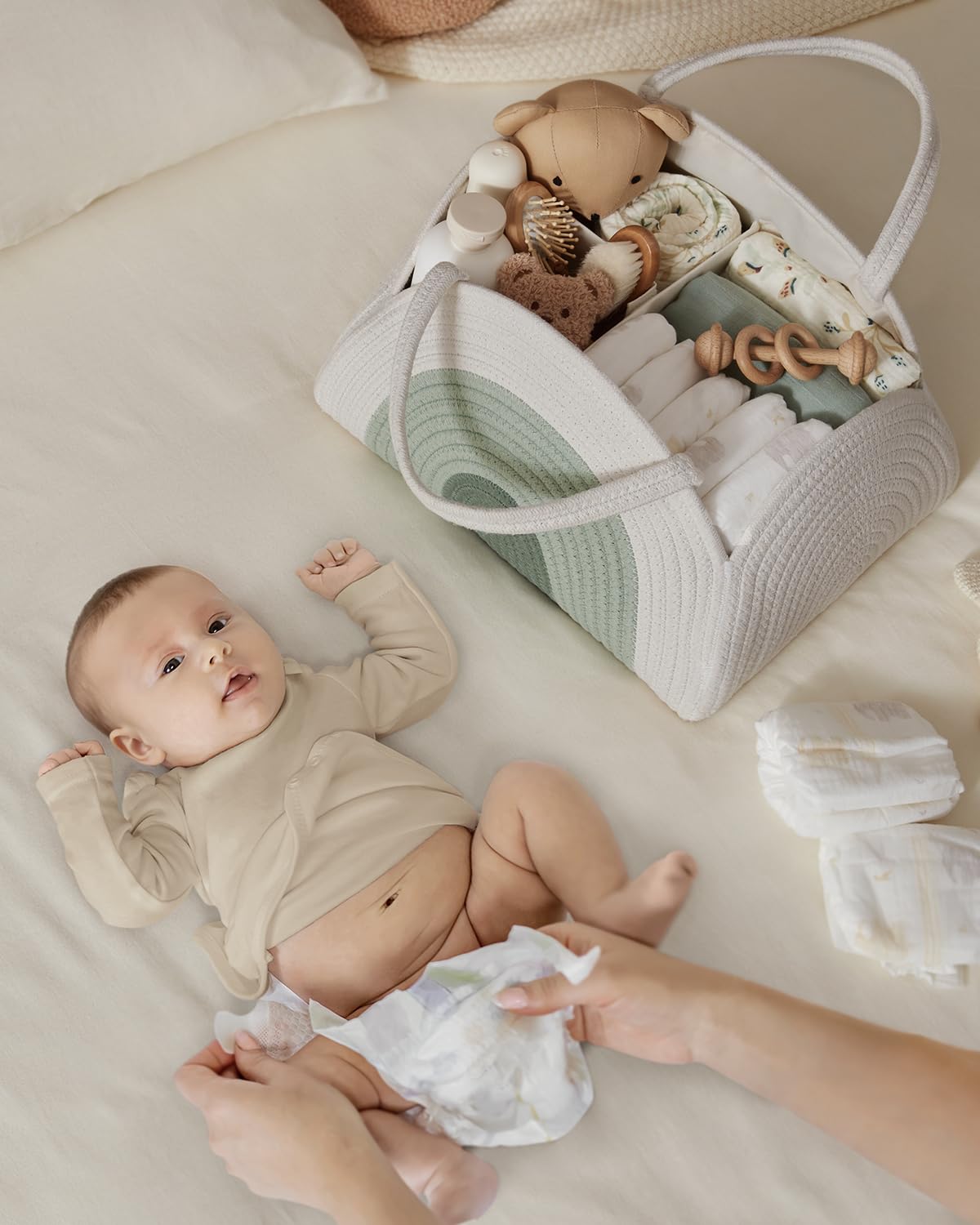 Blissful Diary cotton rope caddy with sturdy handles for easy transport