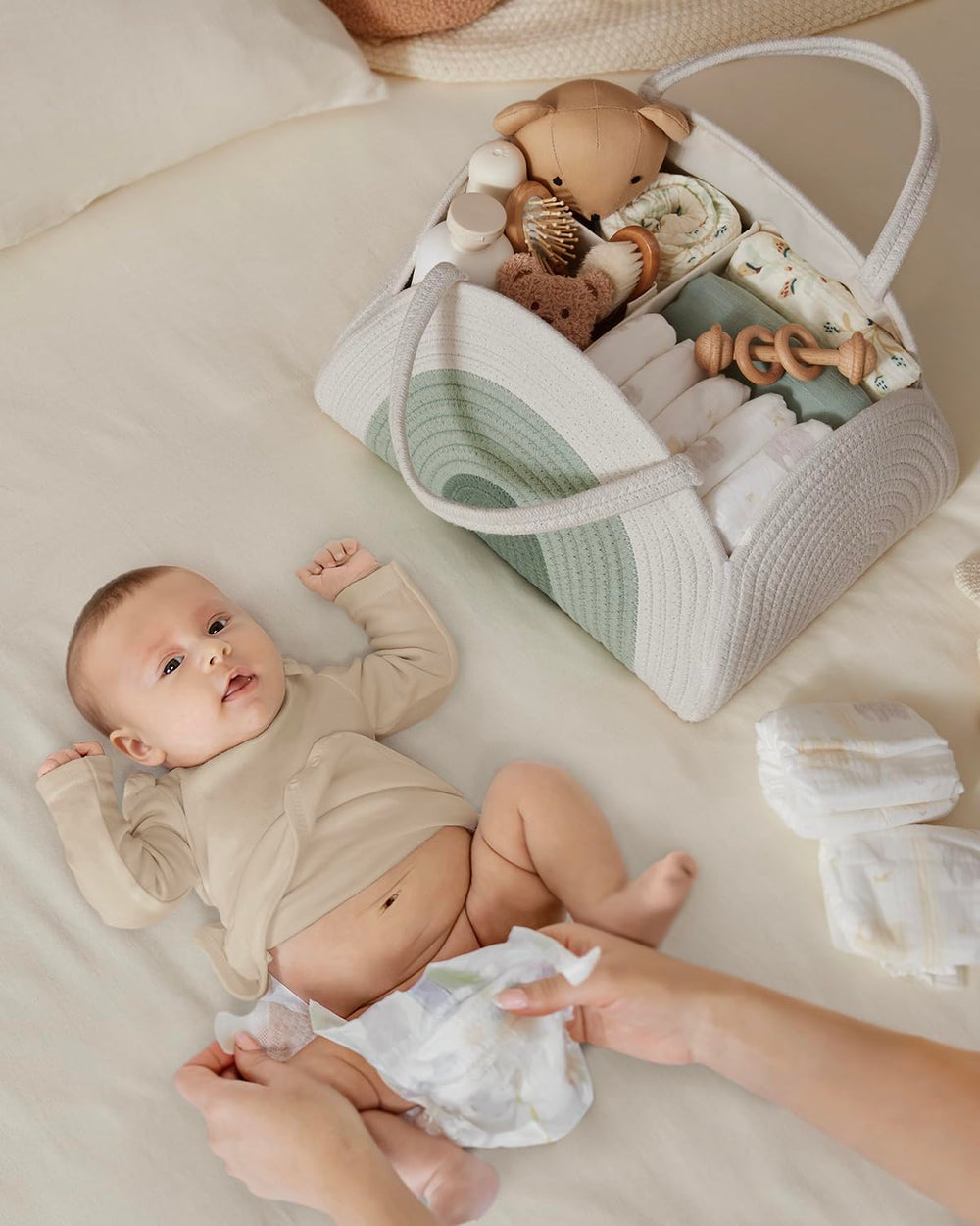 Blissful Diary cotton rope caddy with sturdy handles for easy transport