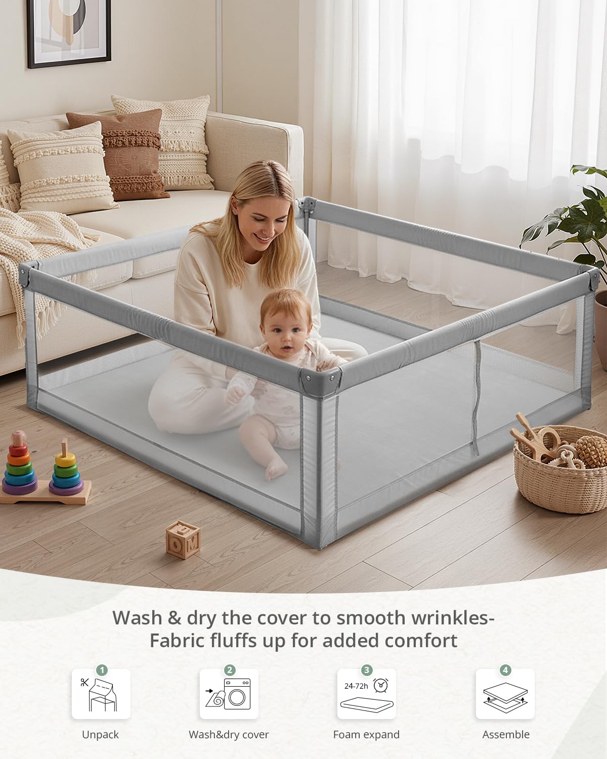 Blissful Diary cover off-on: quick transitions for laundering between play sessions.
