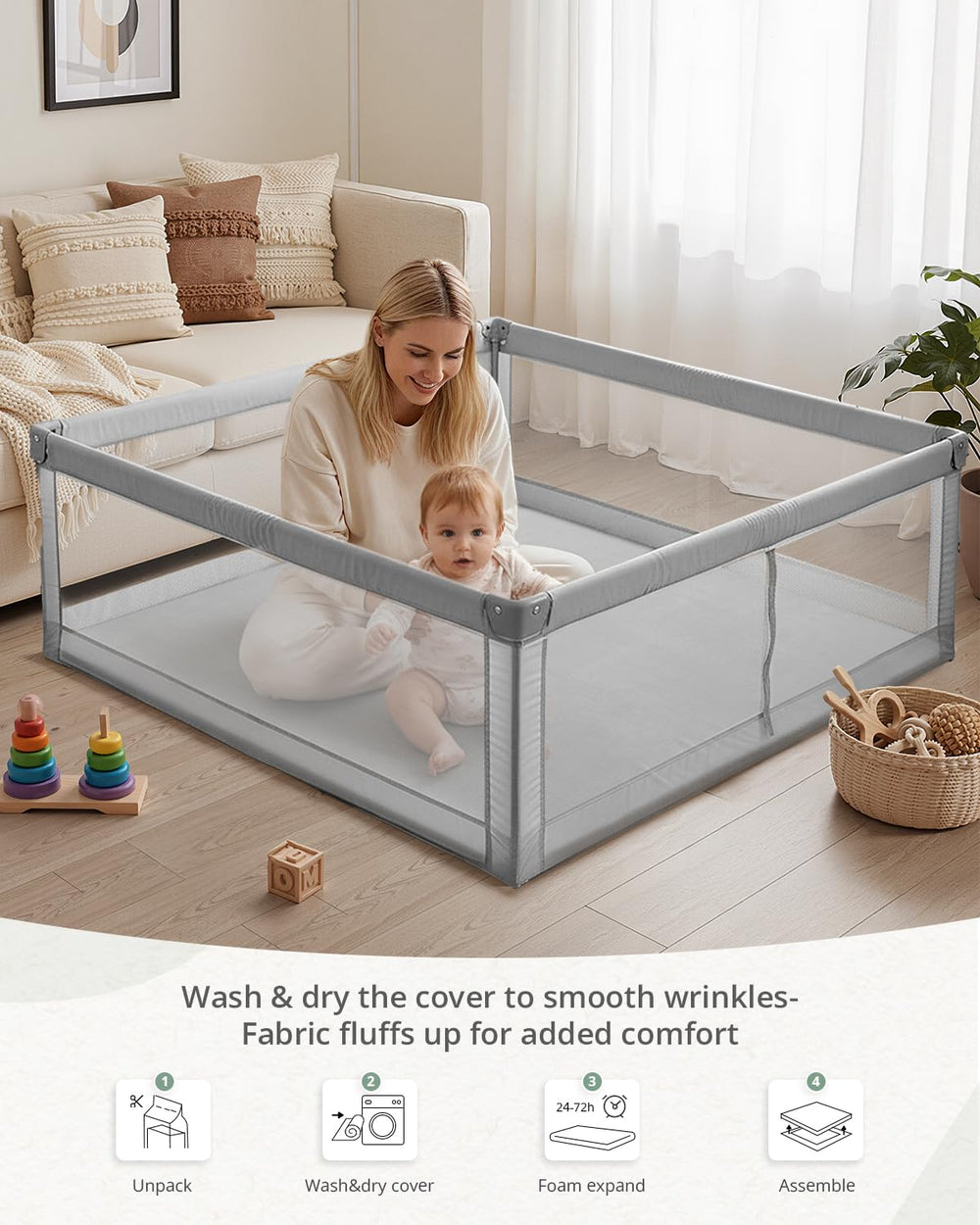 Blissful Diary cover off-on: quick transitions for laundering between play sessions.