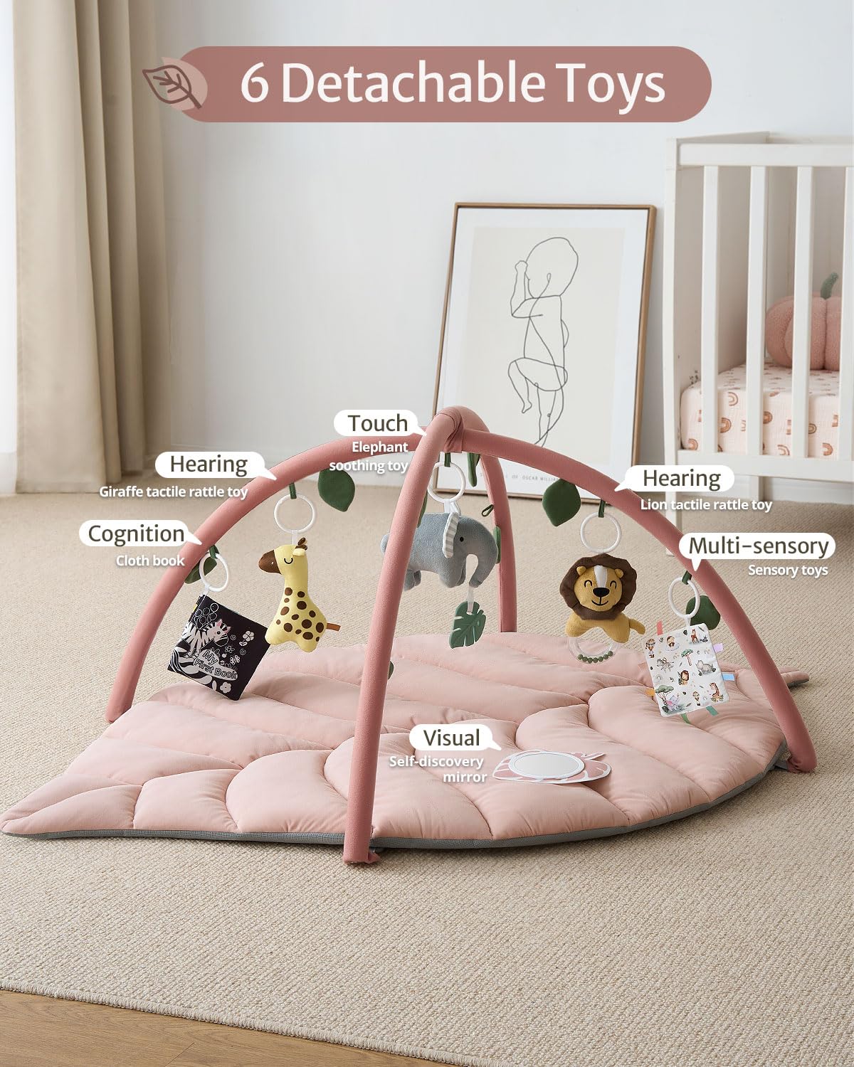 Blissful Diary detachable lion and giraffe rattles stimulate hearing during play