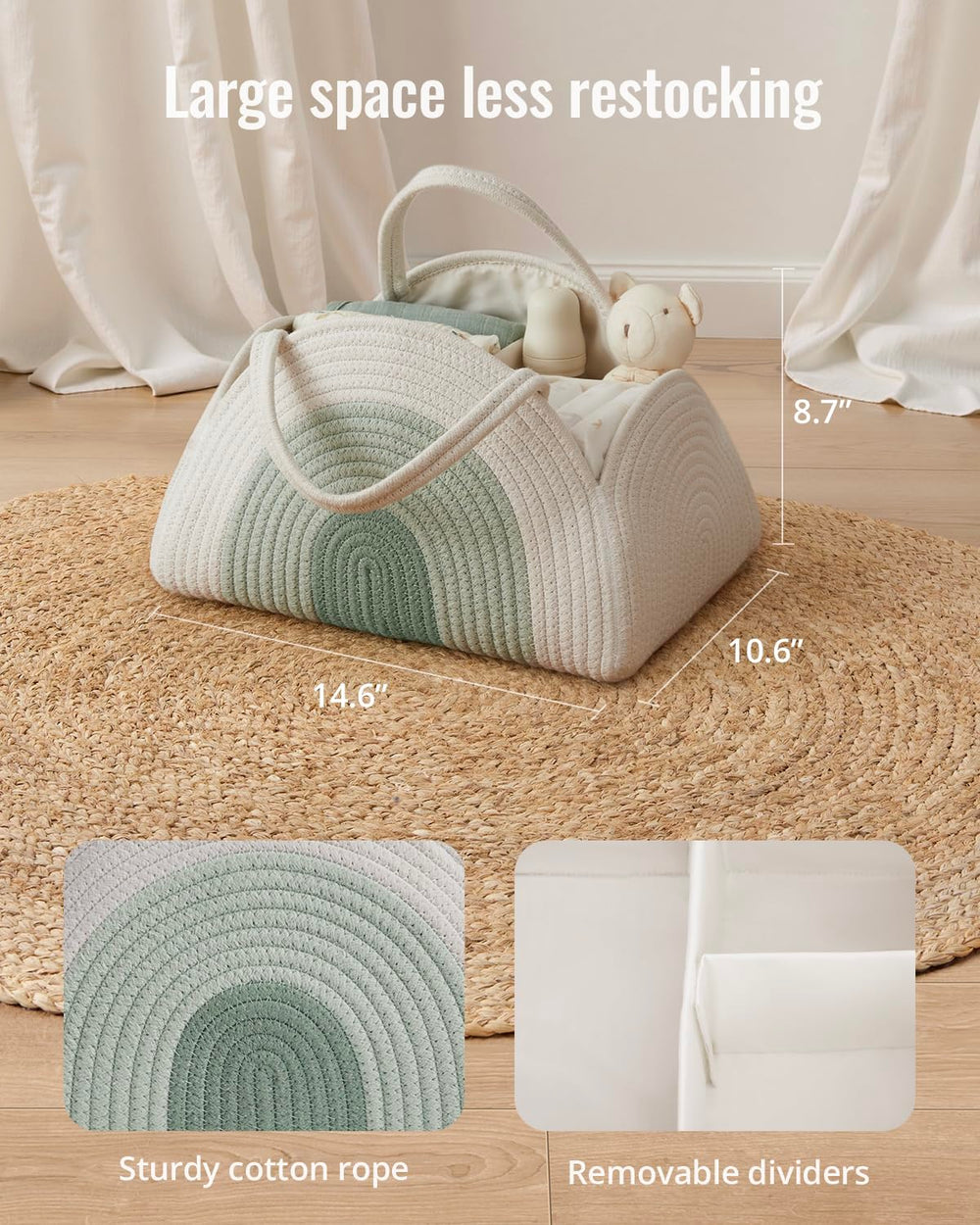 Blissful Diary diaper caddy dividers removed for flexible organization