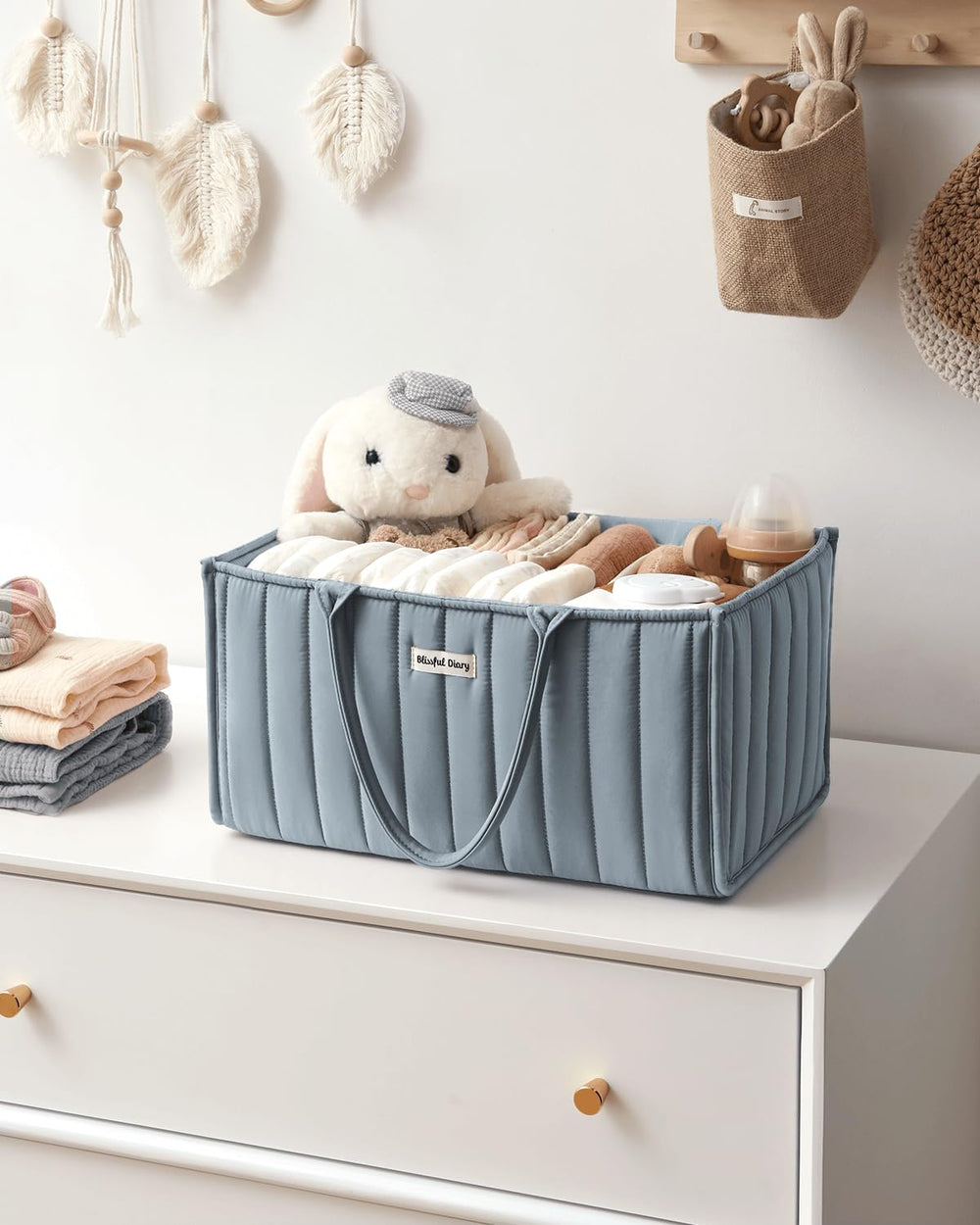 Blissful Diary diaper caddy gift-ready for baby showers or registries.