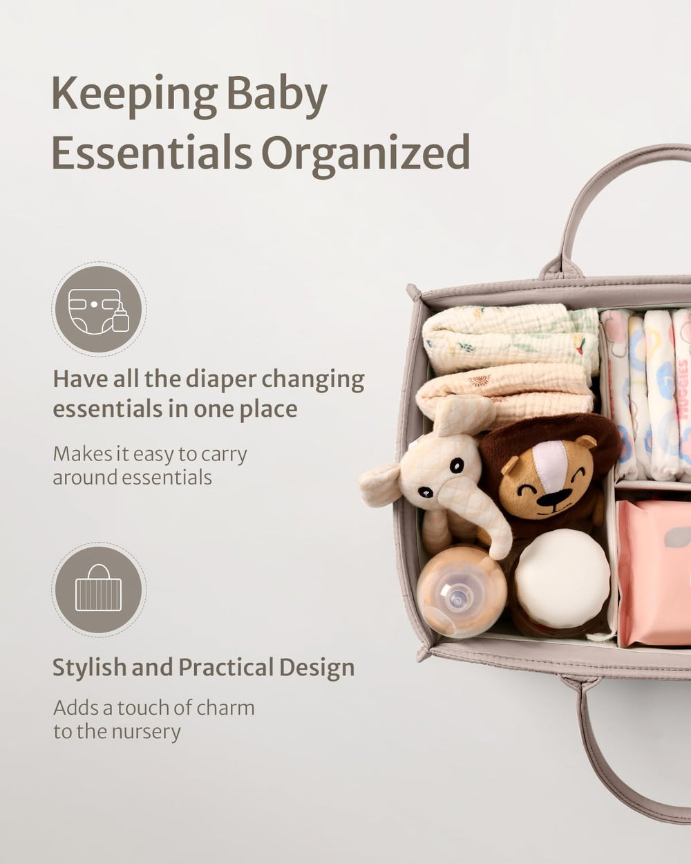 Blissful Diary diaper caddy with sturdy handles for effortless transport