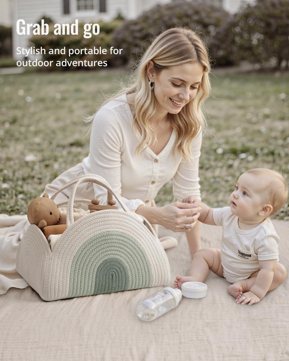 Blissful Diary mint rainbow caddy fits nursery, living room, car for versatility