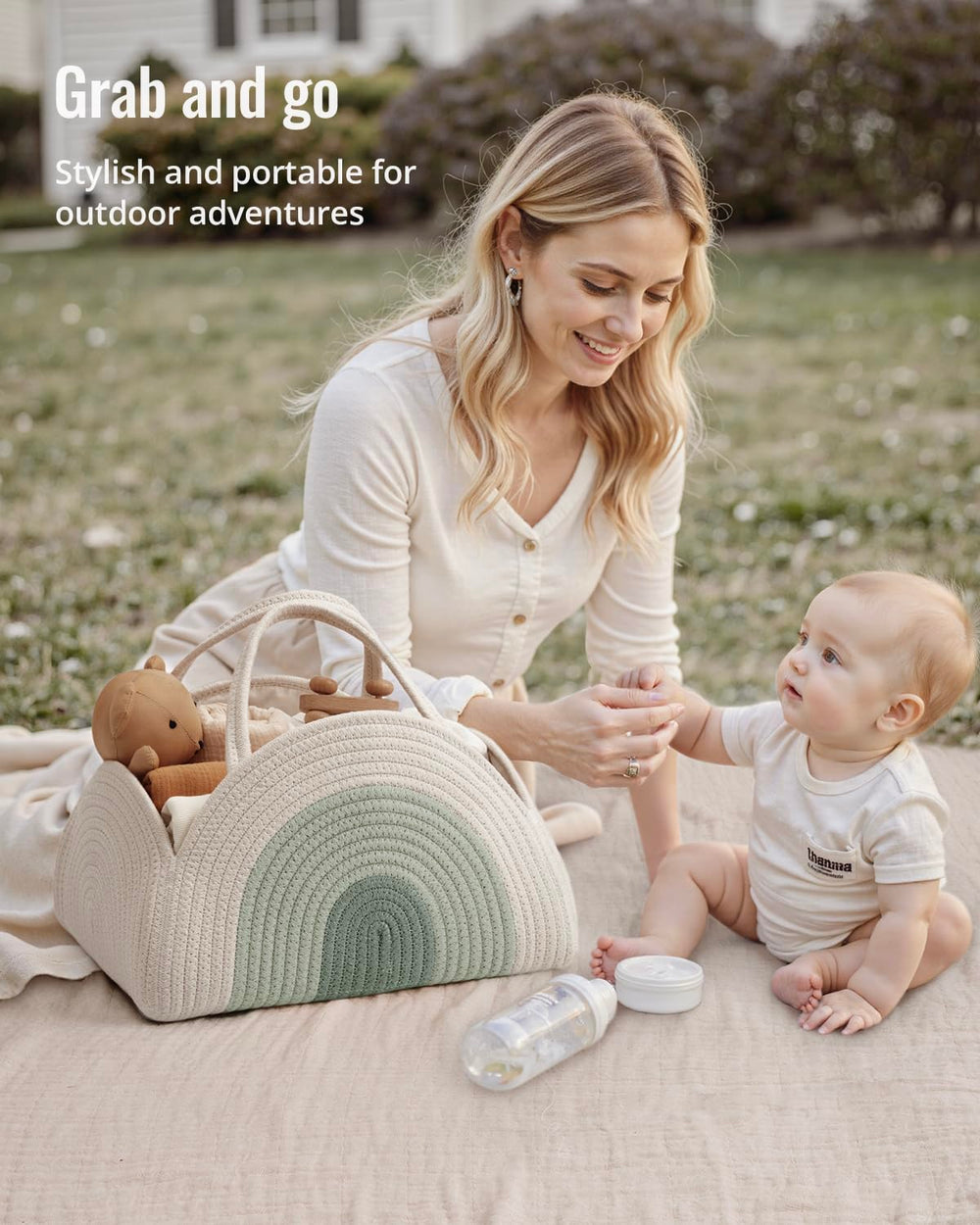 Blissful Diary mint rainbow caddy fits nursery, living room, car for versatility
