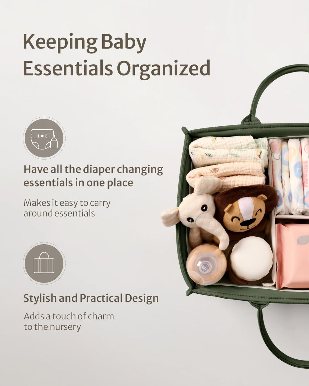 Blissful Diary diaper caddy handles allow easy transport between rooms