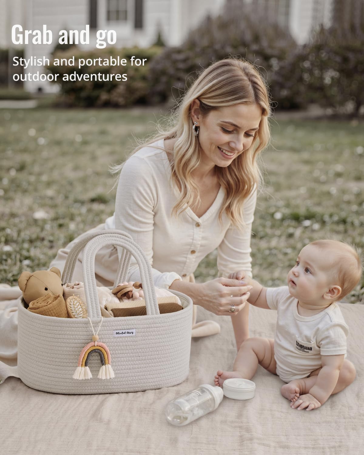 Blissful Diary diaper caddy serves as a versatile nursery organizer for car and home