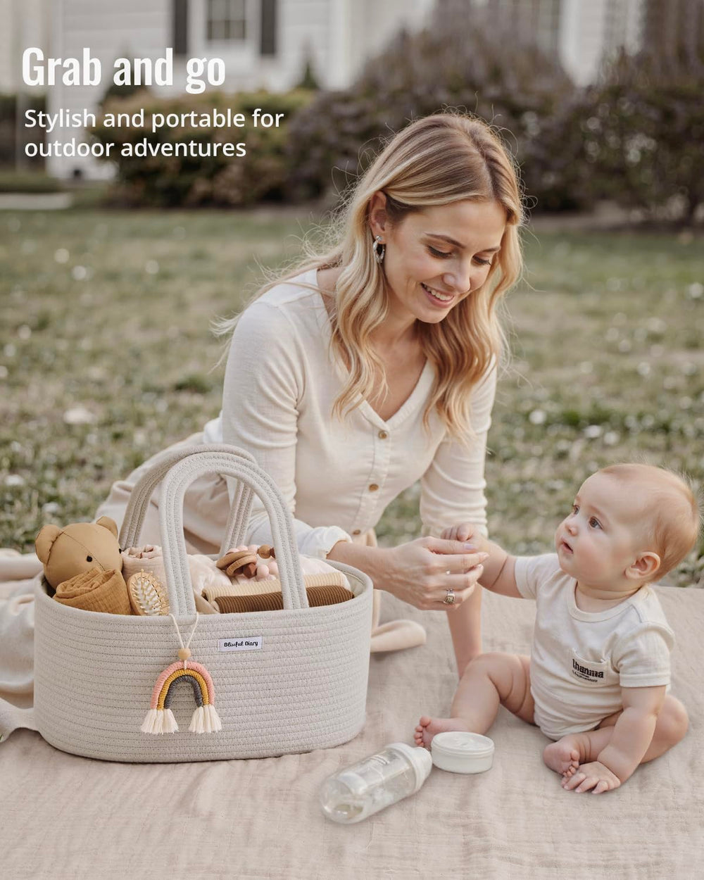 Blissful Diary diaper caddy serves as a versatile nursery organizer for car and home