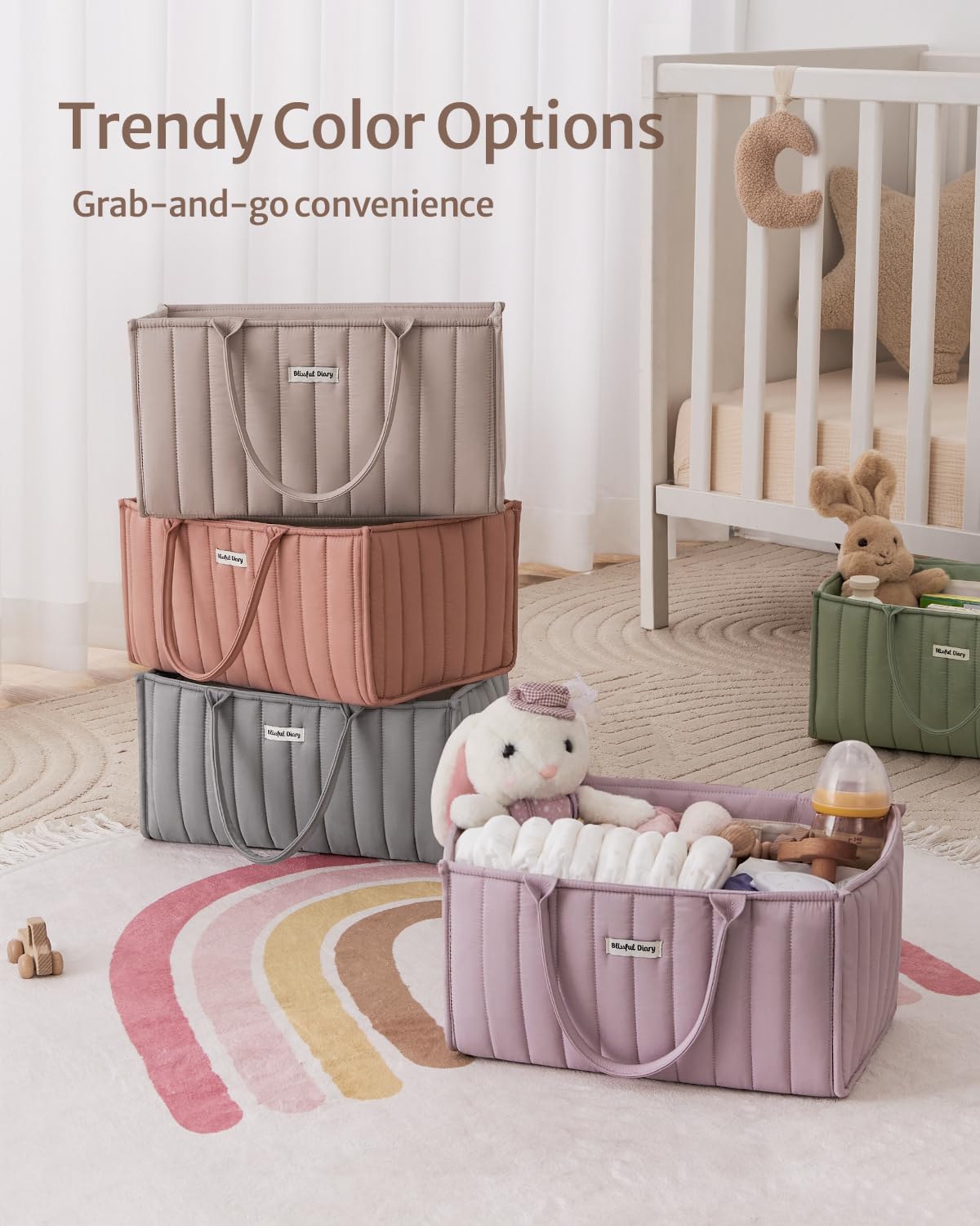 Blissful Diary diaper caddy travels easily for on-the-go parenting.