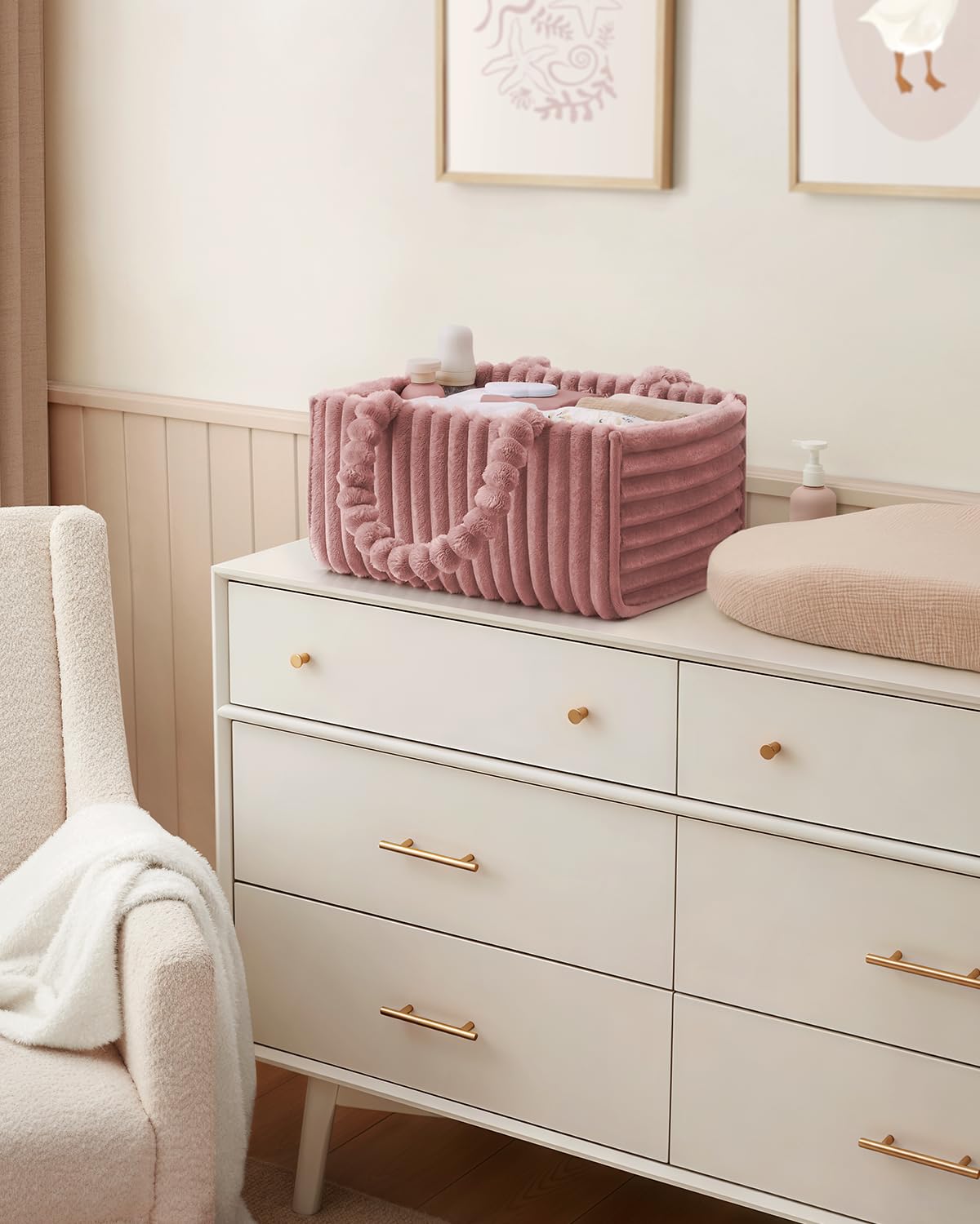 Blissful Diary diaper caddy sturdy-handles enabling easy room-to-room transport