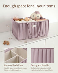Blissful Diary mauve pink diaper caddy adds stylish storage to a nursery.
