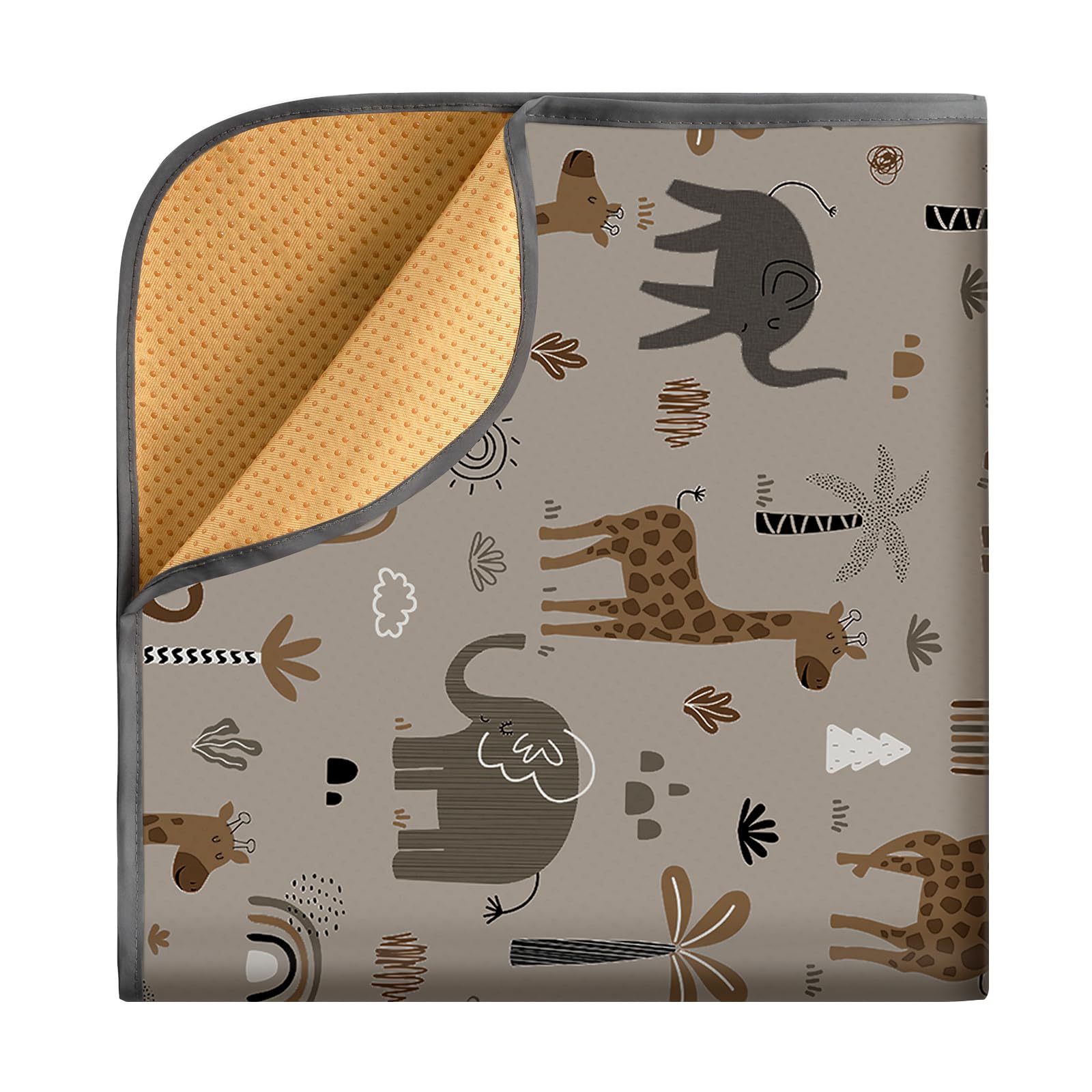 Blissful Diary elephant and giraffe design splat mat enables easy cleanup after meals