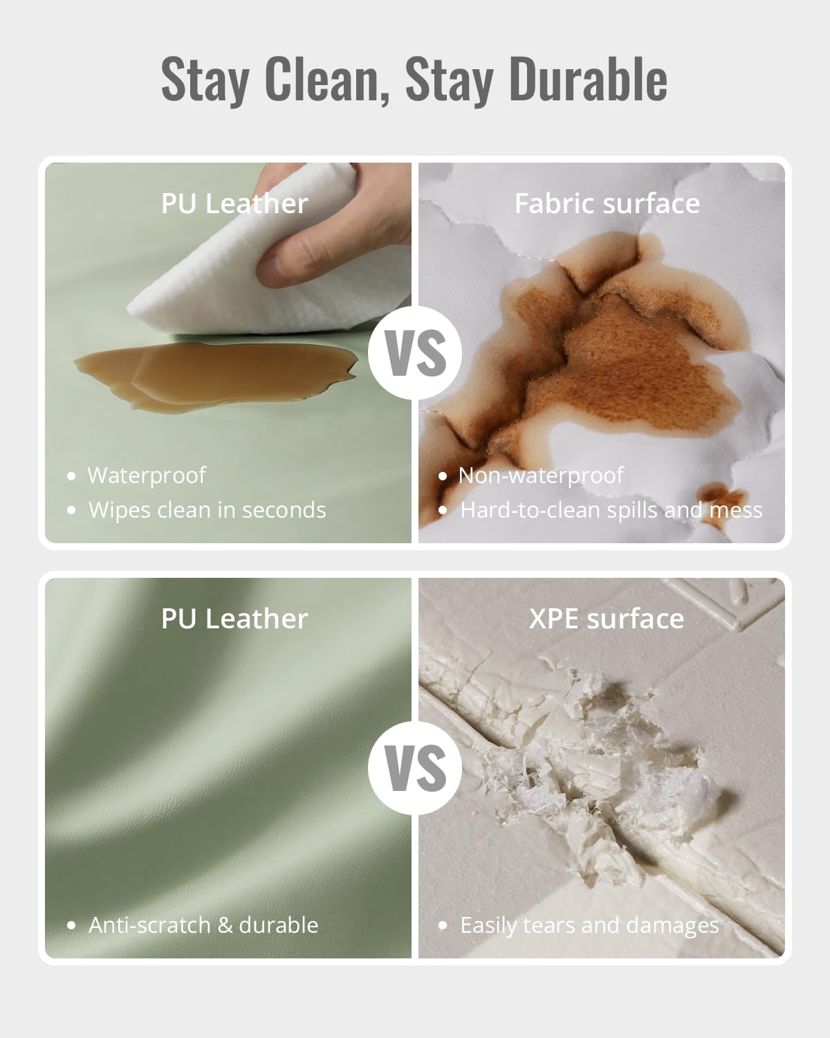 Blissful Diary easy-clean mat shown with damp cloth for quick mess removal.