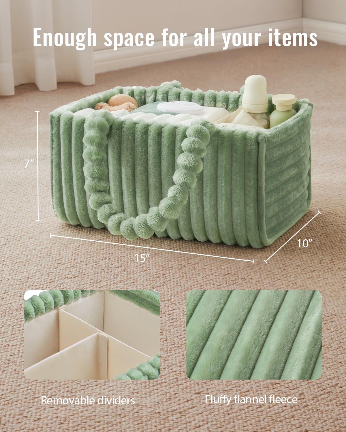 Blissful Diary Flannel Diaper Caddy multi-use as changing basket.