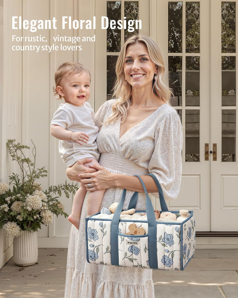 Blissful Diary Floral Diaper Caddy makes a thoughtful baby shower gift.