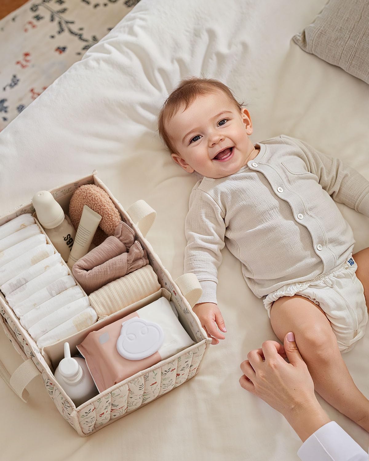 Blissful Diary Floral Diaper Caddy car-usage for travel moms