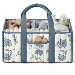 Blissful Diary Floral Diaper Caddy compartments for organized diapering and on-the-go storage.