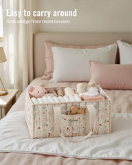 Blissful Diary Floral Diaper Caddy long handles for easy carrying