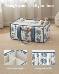 Blissful Diary Floral Diaper Caddy removable dividers for flexible storage layouts.