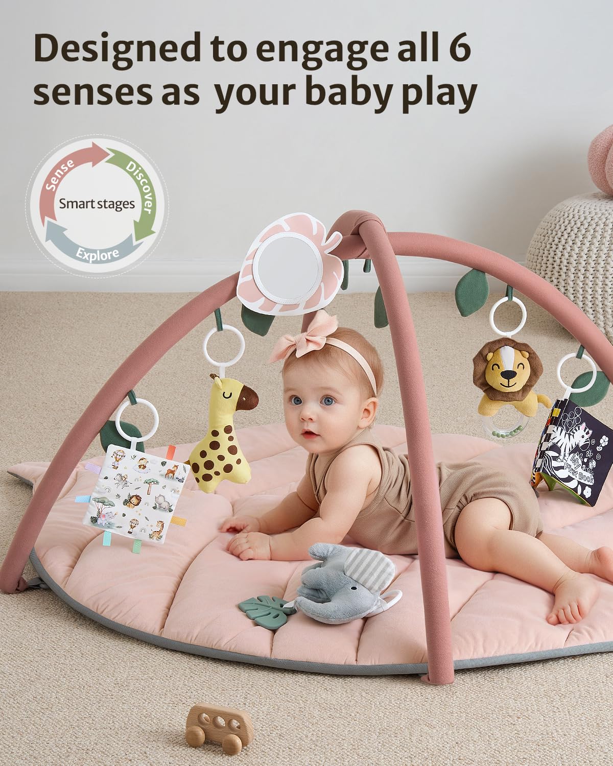 Blissful Diary leaf-shaped tummy time mat offers oversized space for rolling and exploration