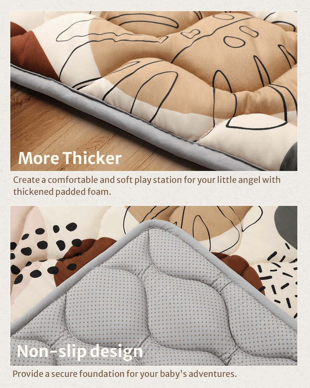 Blissful Diary machine-washable play mat easy cleanups after messes.